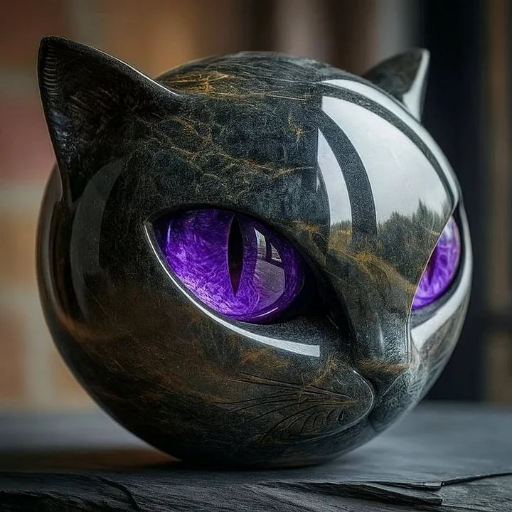 NyxCharm | Mystical Black Cat Head Sculpture
